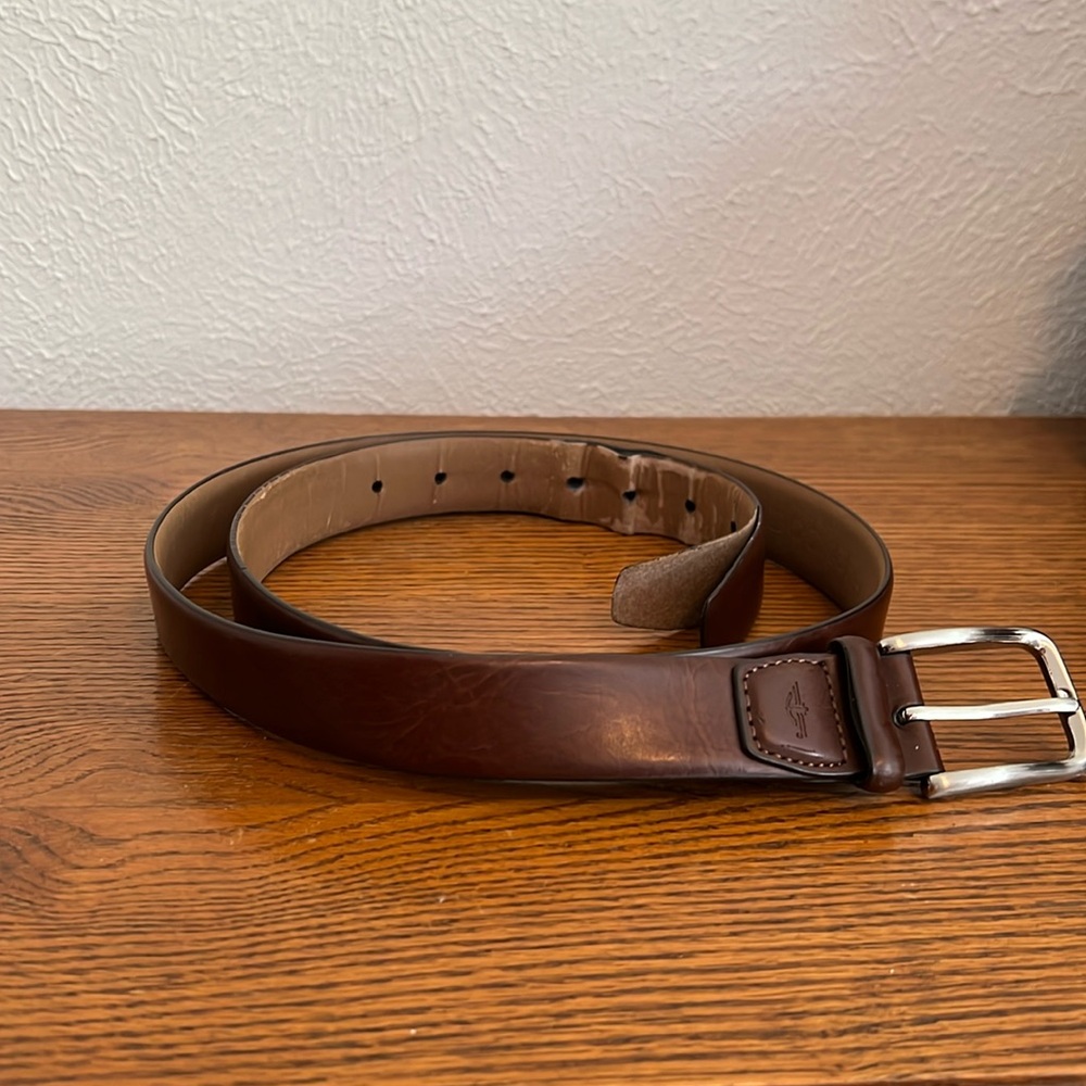 Dockers Rich Brown Leather Belt with Silver Buckle